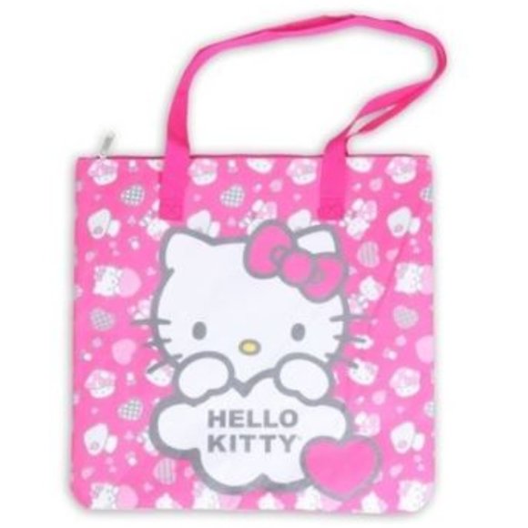 NWT Hello Kitty Large Pink Tote Bag With Zipper - Picture 2 of 4